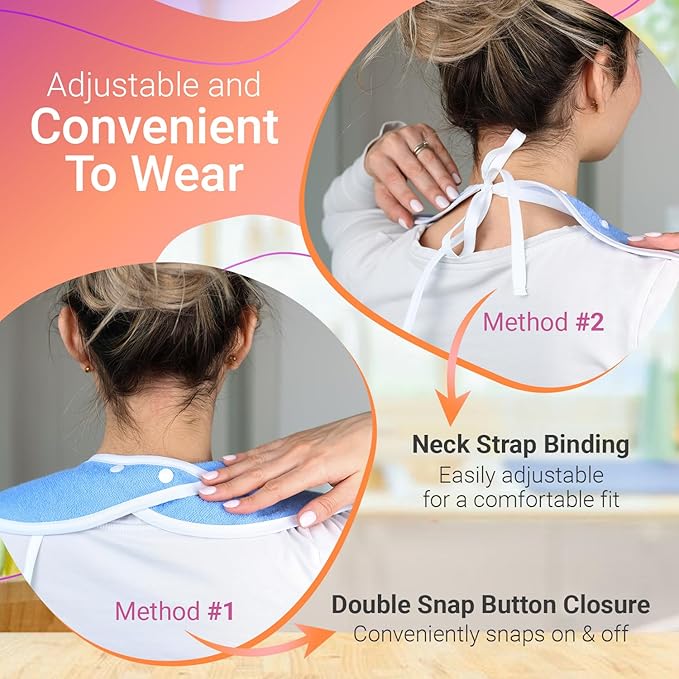 3 Pack Crumb Catcher Adult Bibs for Women, Comfortable Terry Cloth & Polyester bibs for Seniors, Waterproof Adult bibs for Men, Clothing Protectors for Seniors