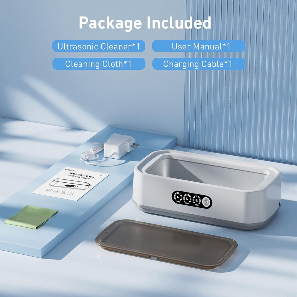 WINTERCRUSH Ultrasonic Retainer Cleaner for Tooth: 50KHz Jewelry Cleaner Deep Cleaning Machine - 650ML Dental Cleaning Pod for Dentures/Mouth Guards/Eyeglasses-3 Timers -Stainless Steel- Pink