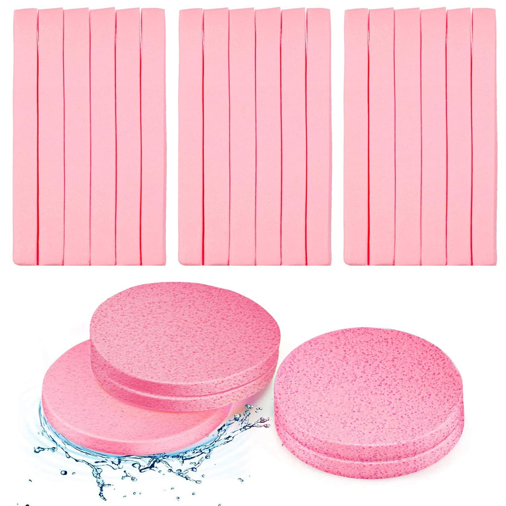 Patelai 120 Pieces Compressed Facial Sponge for Estheticians Face Makeup Removal Cleansing Sponge Pad Exfoliating Spa Wash Round Facial Cleansing Pads Supplies(Pink)