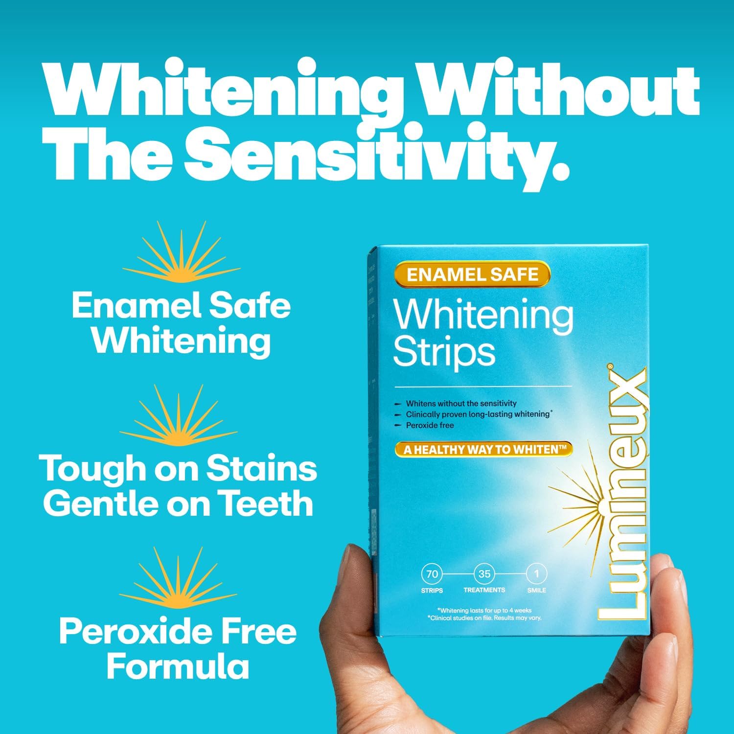 Lumineux Teeth Whitening Strips - 35 Treatments – Peroxide Free - Enamel Safe for Whiter Teeth - Whitening Without The Sensitivity - Dentist Formulated - Sensitivity Free