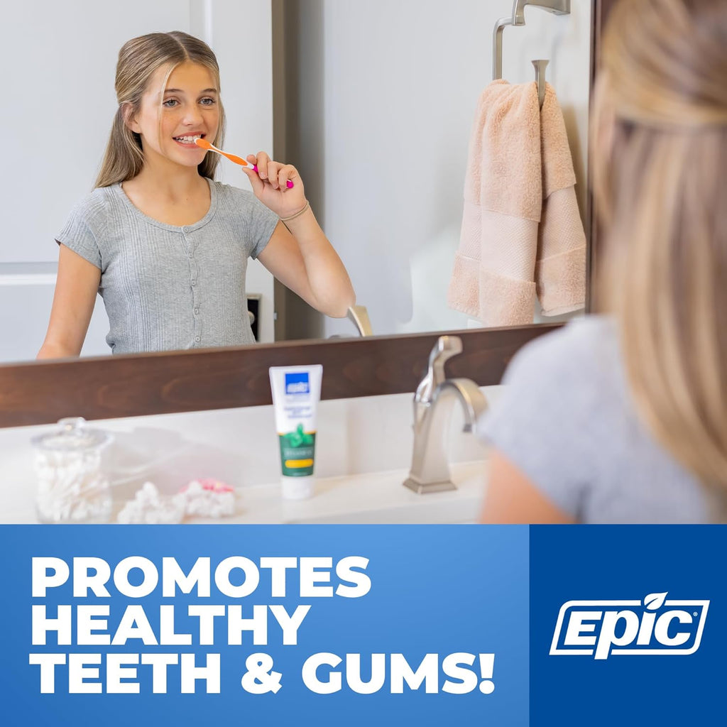 Epic Xylitol Toothpaste for Adults - Fluoride-Free Toothpaste with 25% Xylitol - SLS-Free Formula for Dry Mouth & Fresh Breath - Spearmint, 4.9oz (2-Pack)