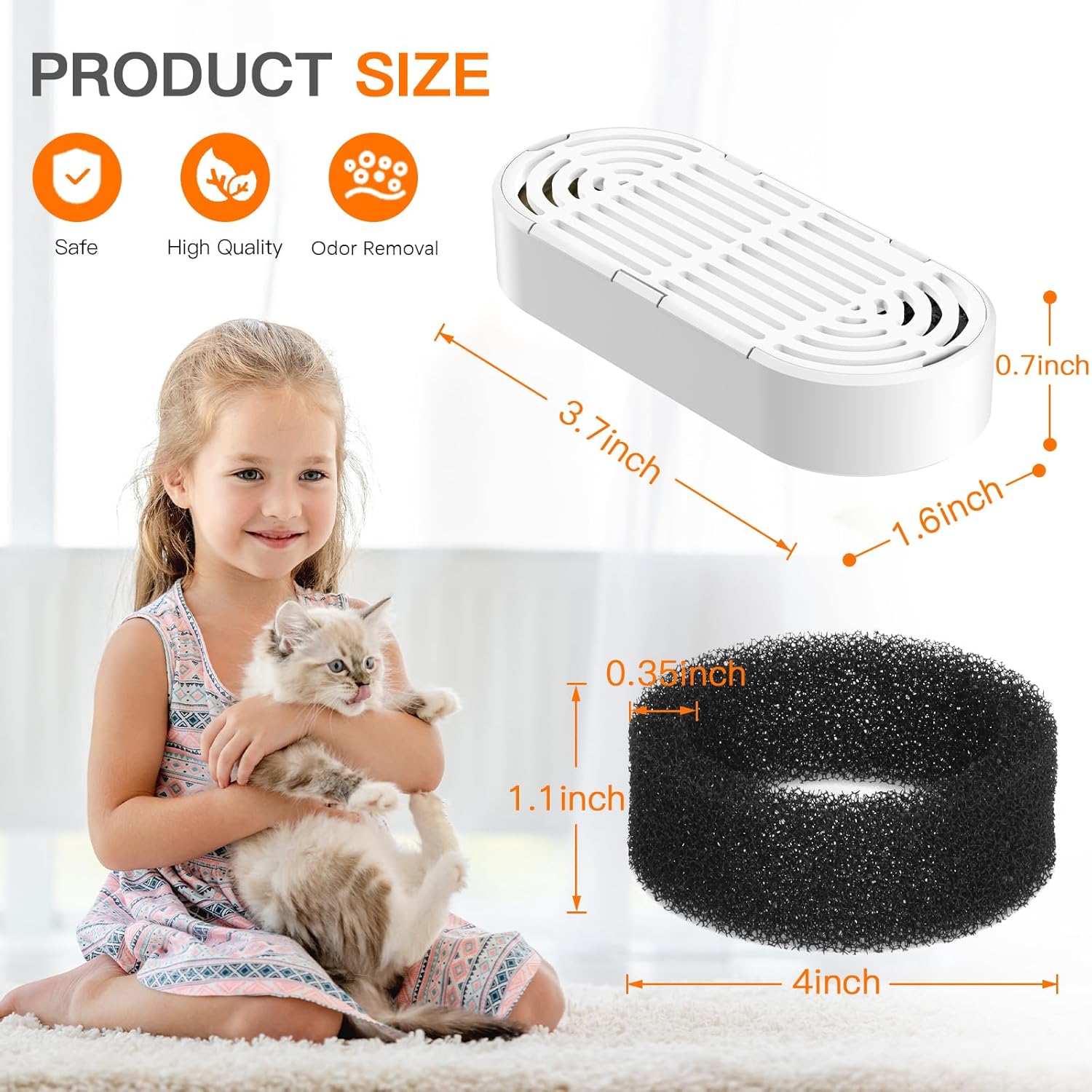 Cat Water Fountain Filters for 108/3.2L& 4L/134oz Stainless Steel Pet Water Dispenser Fountain Filters (6 Filters& 6Sponges) (6 Filters& 6 Sponges)