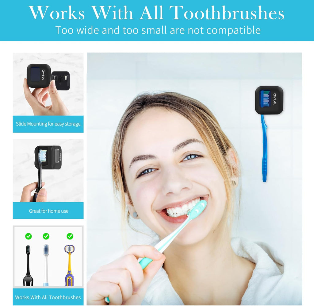 Portable Toothbrush Sanitizer & Toothbrush Holder, Travel Toothbrush Case -Manual/Electric Toothbrush Covers for Any Toothbrush Head - Rechargeable Travel Toothbrush Case with Cover, Clean for Home