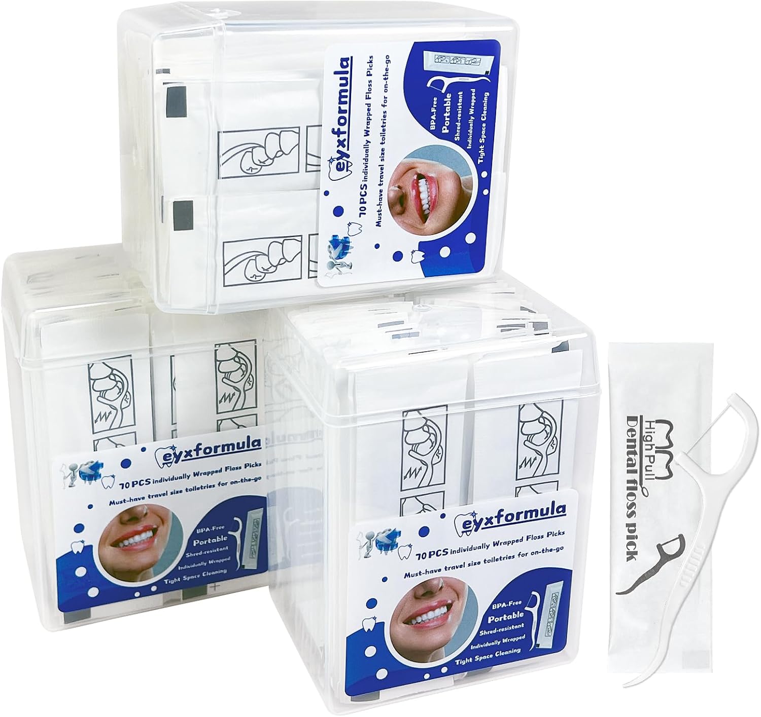 200 Count Individually Wrapped Dental Floss Picks - Travel Flossers for Teeth Cleaning and Oral Care - Ideal Travel Size Toiletries, Wedding Basket Supplies and Guest Bathroom Essentials