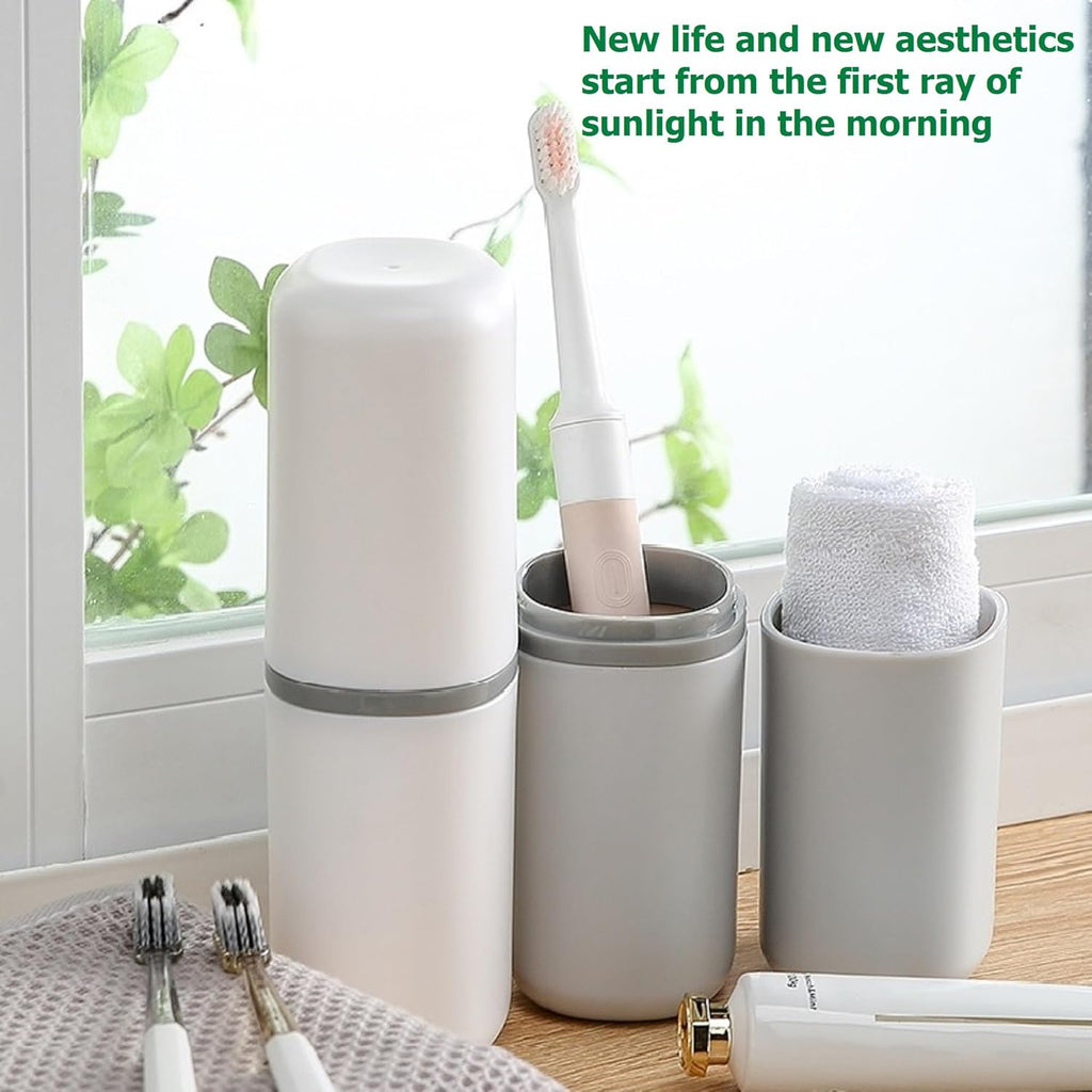 2PCS Toothbrush Travel Case,Multi-Function Portable Toothbrush Cove,Dustproof Toothbrush Holder,Suitable for Business Camping Travel or Daily Use(White + Gray)