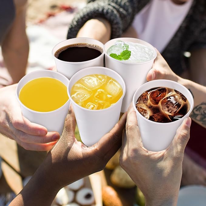 Lamosi 500 Count 12 oz Paper Coffee Cups, Disposable Paper Coffee Cups for Hot or Cold Drinks, 12 Ounce White Beverages Water Cups for Party, Picnic, Travel, Events