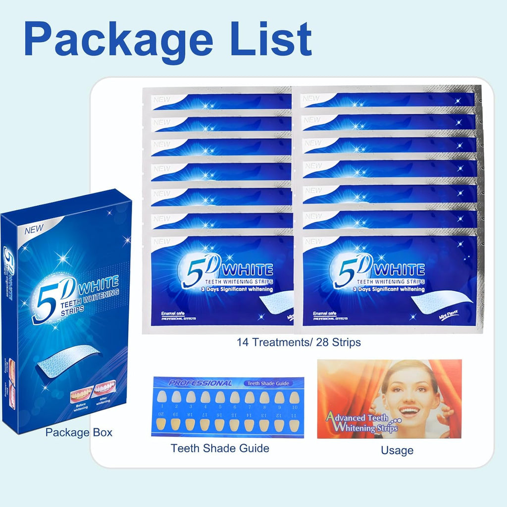 Teeth Whitening Strips Kit, 28 Pieces White Strips for Non Sensitive Tooth, Trras Bandas Blanqueadoras De Dientes, Wine White Wipes for Teeth to Remove Coffee Smoking Soda Stain - 14 Treatment