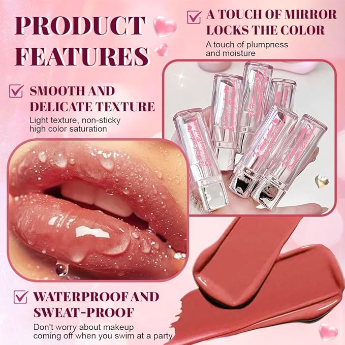 Plumper Moisturizing Butter Lipstick for Women, Natural Tinted Lip Balm Shine Nourishing Hydrating Lip Gloss Stain for Dry Lips, Lightweight Lip Liner Care Makeup, Vegan, 2Pc Pale Nude & Orange