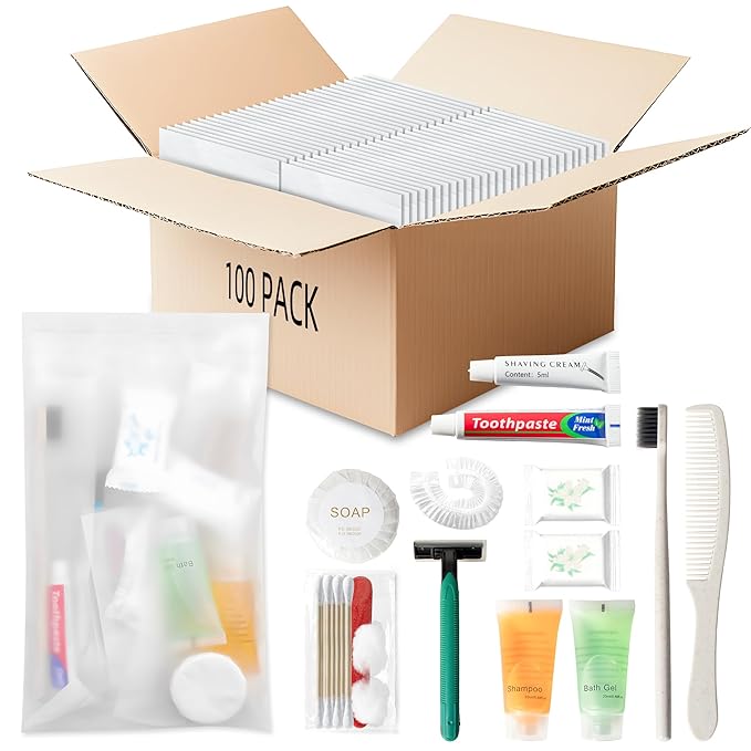 Hygiene Kit Bulk, Individually Packed, The Convenience Kit Bulk Is Fully Equipped And Clean And Hygienic, Convenience Kits Suitable For Hotel, Home, Camping, Travel (100 Sets)