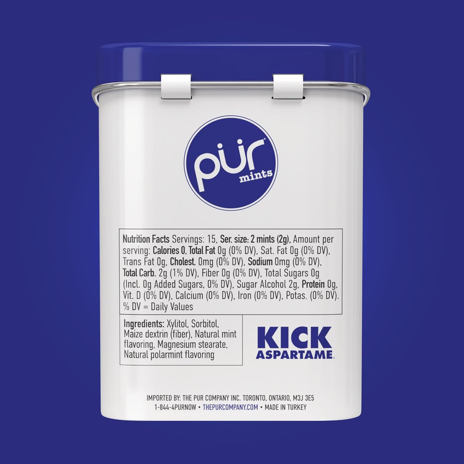 PUR Mints | Aspartame Free Mints | Made with Xylitol | Sugar Free, Vegan, Gluten Free & Keto Friendly | Natural Polar Mint Flavored Mints, 30 Pieces (Pack of 2)