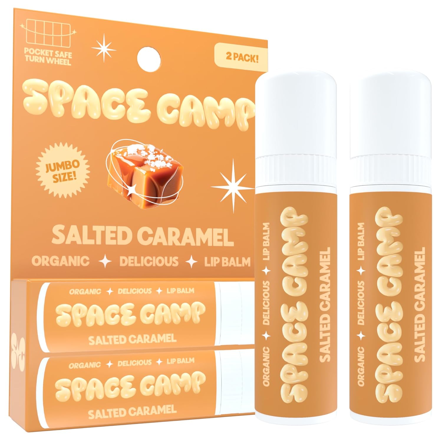 Wellness Jumbo Lip Balm - Salted Caramel Organic Flavored Balm (2 Pack)