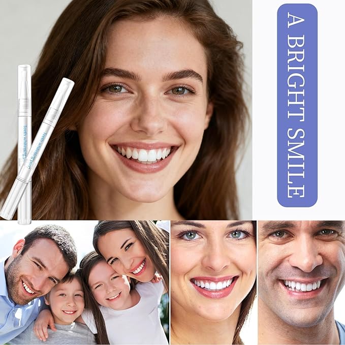 Teeth Whitening Pen, Teeth Whitener Kit Tooth Whitening Pen Gel Effective for Professionally Stain Removal, Portable, Painless, 2-Pack