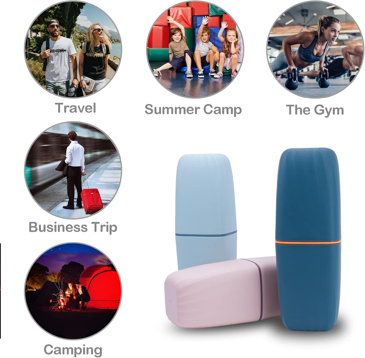 Toothbrush Cup Toothbrush Holder with Cover Travel Boothbrush Holder Portable Toothbrush Case and Carrier for Bathroom School Business Trip(Blue)