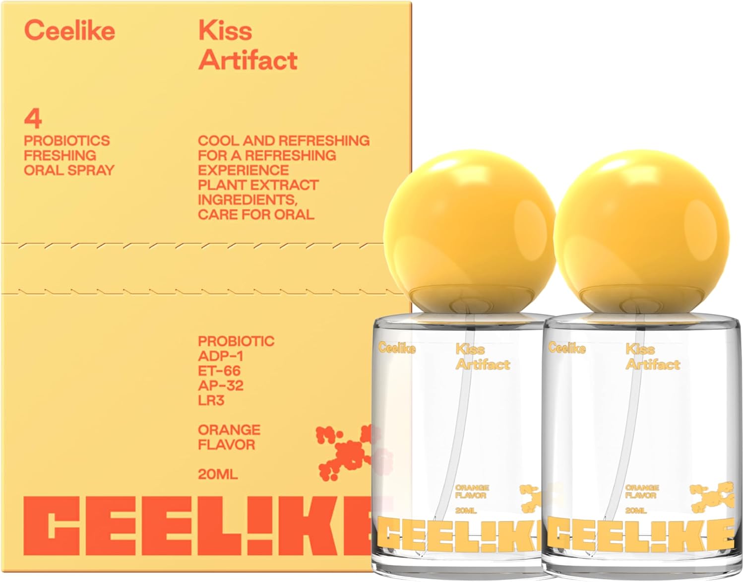 Oral Spray – Fresh Breath, Dual Cooling Experience & Convenient On-The-Go Design – Perfect for Freshening Breath Anywhere, Anytime (Orange, 2 Count)