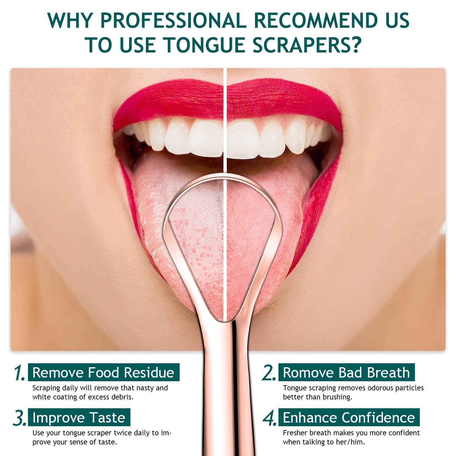 Tongue Scraper (2 Pack), Wide-Head Tongue Cleaner with Nice Carrying Box, Easkep 100% Stainless Steel Tongue Scrapers Cleaners, for Men, Women, Adults, Kids