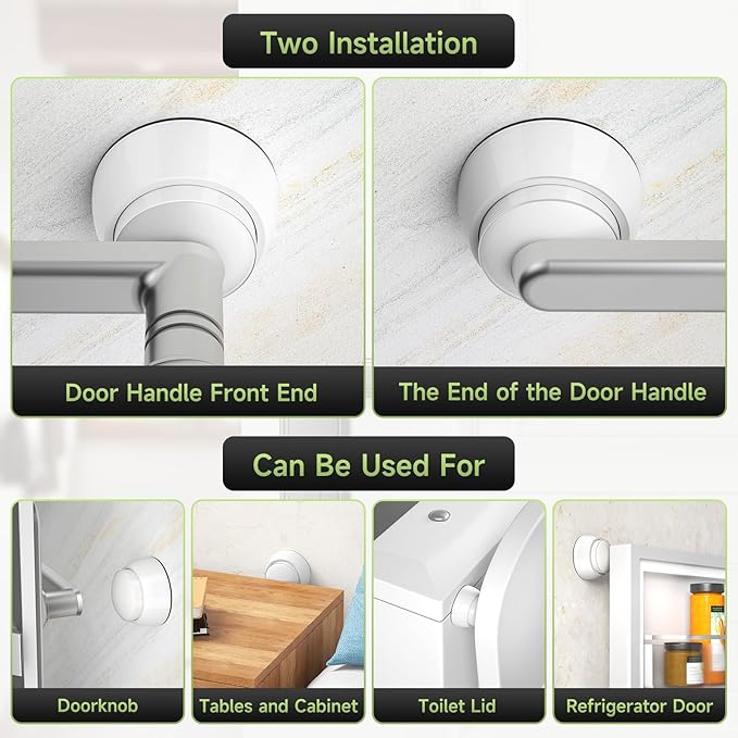 15PCS Door Stopper Wall Protector with Silicone Head, Aluminum Door Knob Wall Protector, Spring Shock Absorption Technology, 1.65" Door Stoppers for Wall, Adhesive Installation or with Screw, White