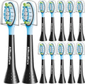 12 Pack Toothbrush Replacement Heads for Philips Sonicare, Electric Brush Heads Compatible with Phillips Sonic Snap-on Care Head (Black)