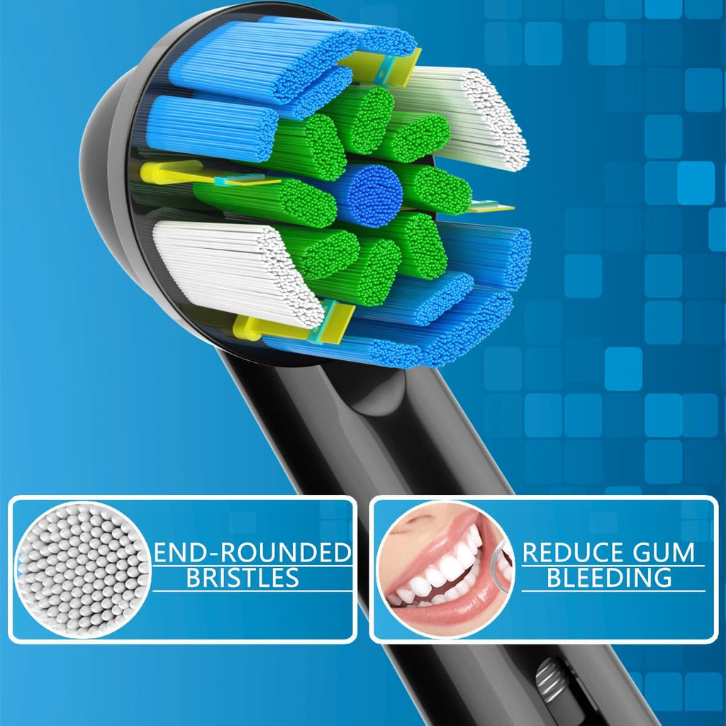 Replacement Heads Compatible with Oral B Braun Electric Toothbrush, Replacement Toothbrush Heads Fit for Oral-b Pro 1000/7500/3000/7000/8000/500, 16 Packs (Black)