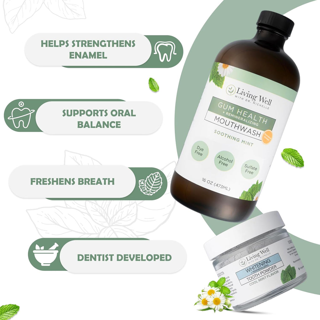 Whitening & Remineralizing + Gum Health Bundle | Hydroxyapatite Tooth Powder & Gum Health Mouthwash