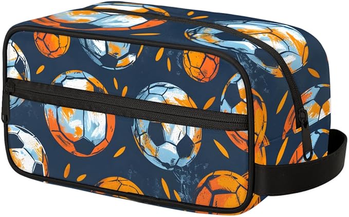 Soccer Background Boys Travel Toiletry Bag Waterproof Wash Bag Shower Shaving Bag Cosmetic Organizer Makeup Bag Portable Toiletries Accessories for Women Men Sport