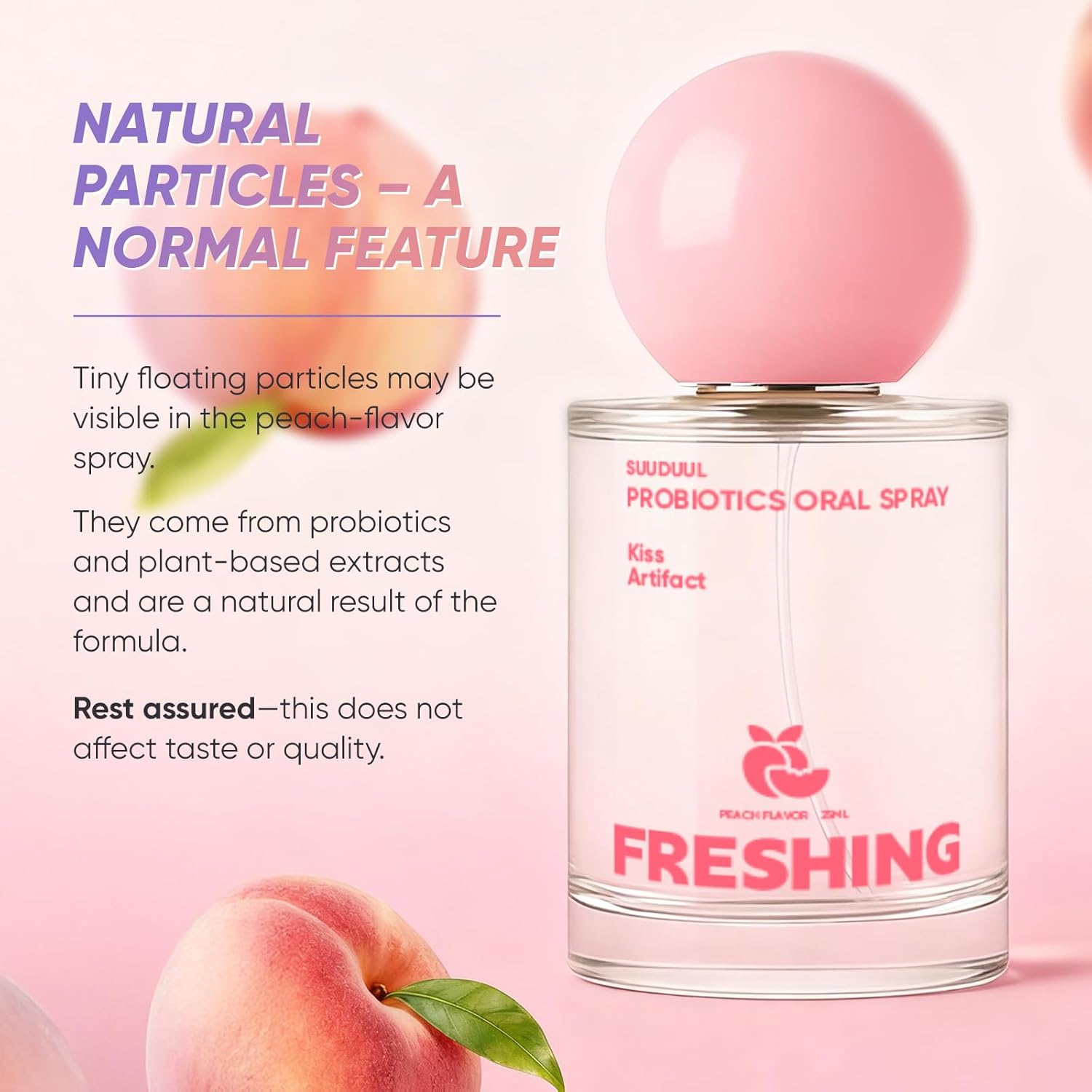 Probiotic Oral Spray, Mint & Peach Flavor Combo, Breath Spray with Prebiotics and Probiotics, Long-Lasting Freshness, Alcohol-Free, Convenient Travel-Sized, 25ml/0.85oz