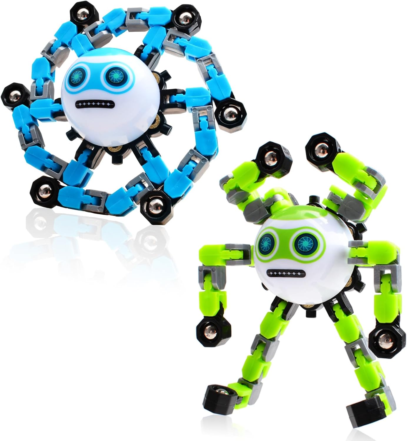 2 PCS Transformable Fidget Spinners Toys for Kids and Adults Stress Relief Sensory Toy for Teens Boys Autism Cool Fingertip Gyros Boy Girl Travel Party Favors Birthdays Gifts Stocking Stuffer