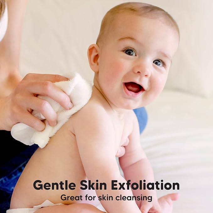 6-Pack Baby Washcloths - Soft Absorbent Viscose from Bamboo Wash Cloths for Babies, Kids, Toddlers, Infant, Newborn Bath Towels, Gentle on Sensitive Skin, 10x10 Reusable Face Towels (White/Stone)