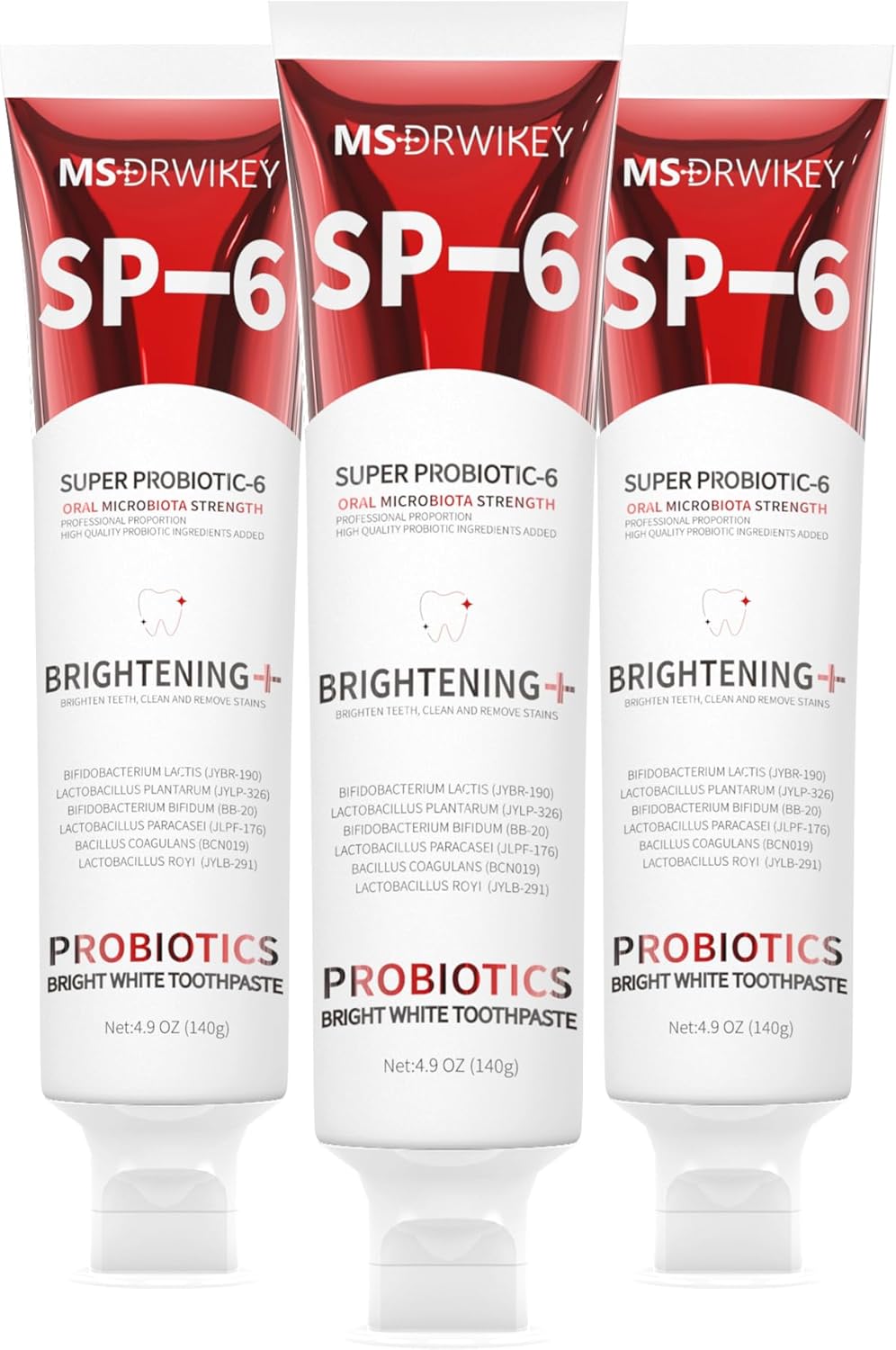 SP-6 Probiotic Whitening Toothpaste - Enhanced Formula with 6 Probiotics for Teeth Whitening and Gum Health - Enamel-Safe, Fluoride-Free, Fresh Mint Flavor, 4.6oz (3)