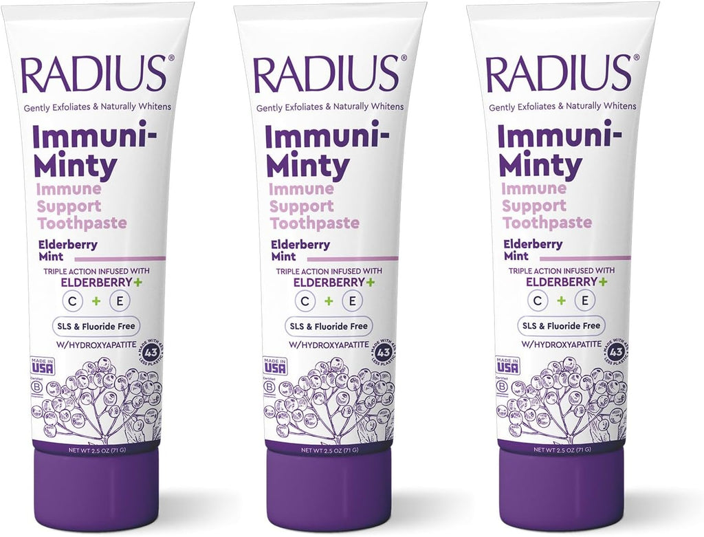 RADIUS ImmuniMinty Immune Support Toothpaste 2.5 Oz - Elderberry Mint - Pack of 3
