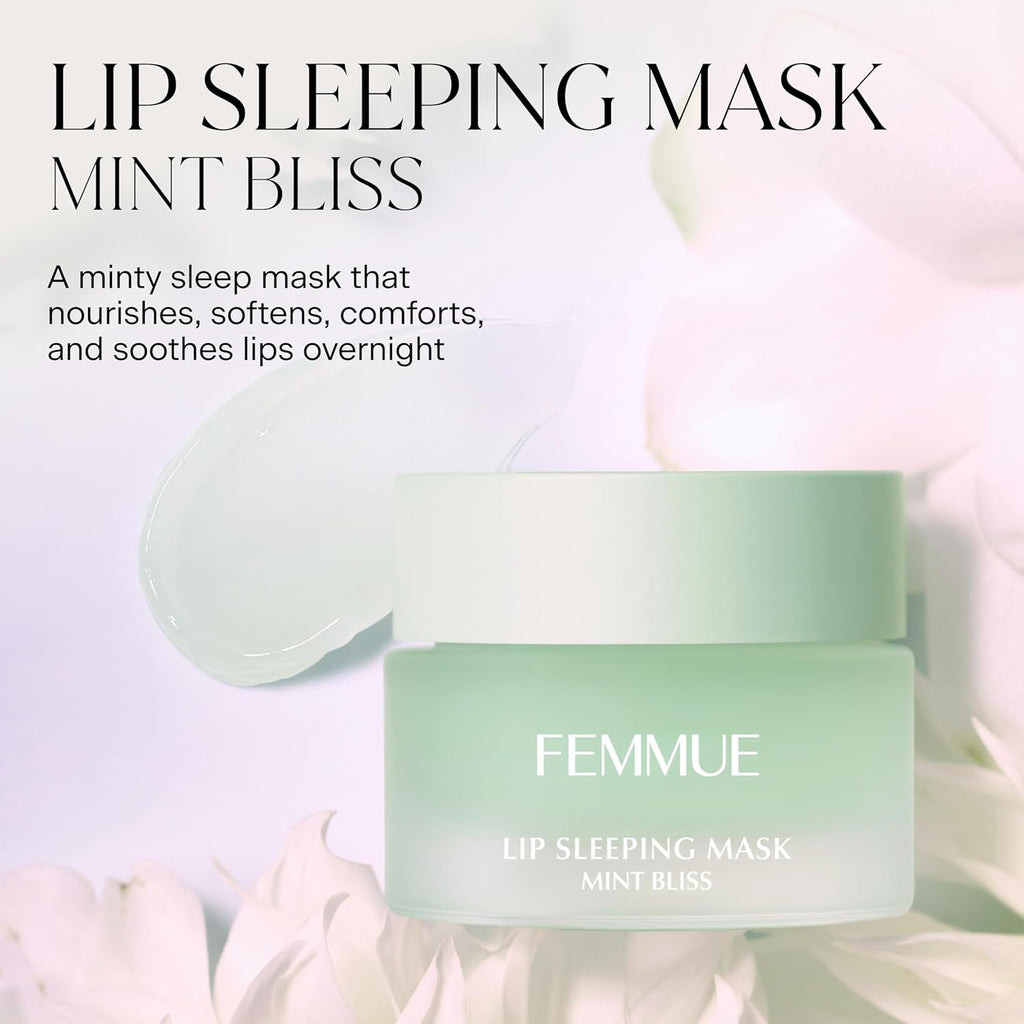 FEMMUE Lip Sleeping Mask (Mint Bliss) | Overnight Hydrating Lip Treatment | Plumping & Softening | With Eucalyptus and Squalane to Soften Dry, Chapped Lips