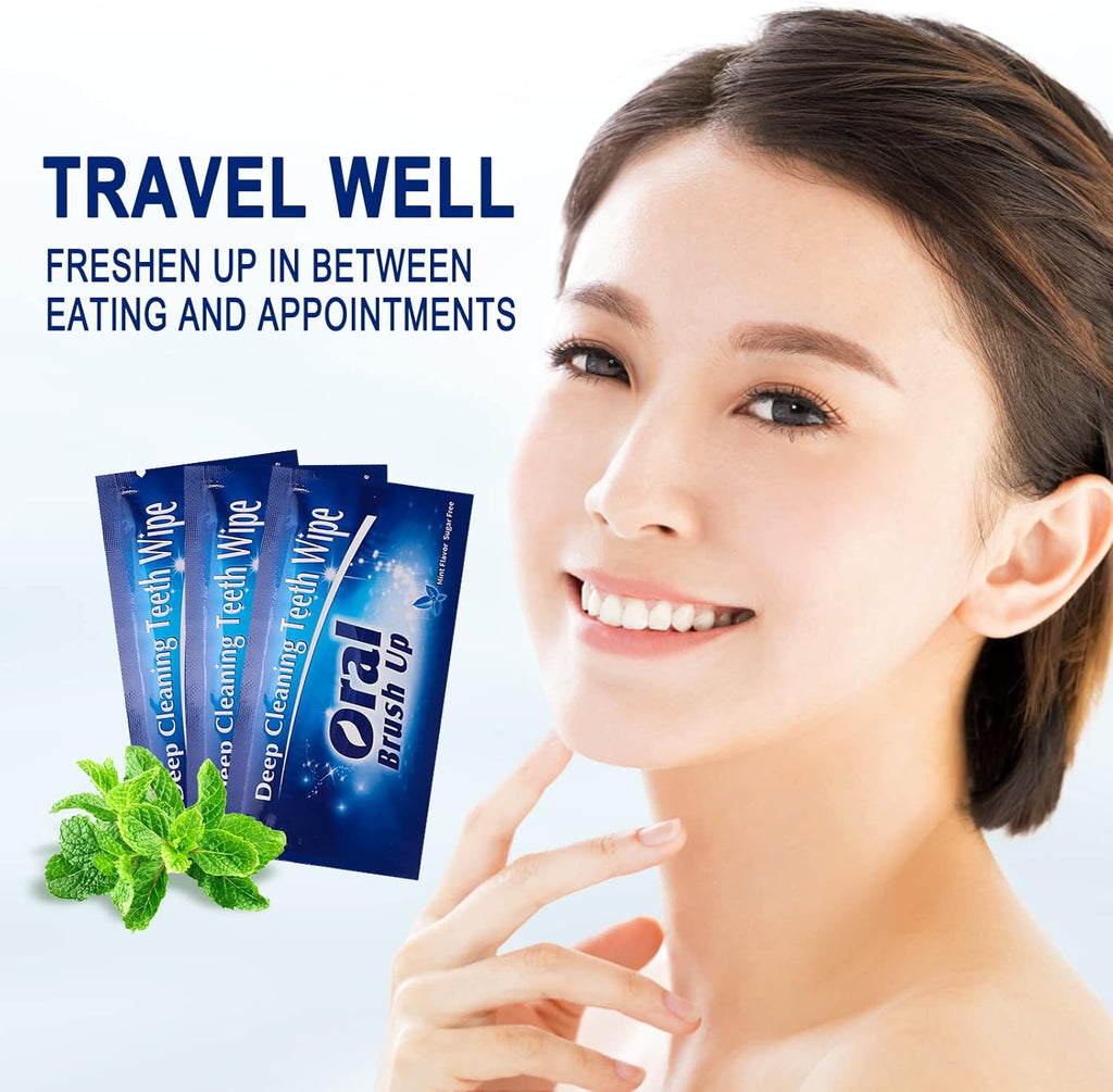 Mint-Flavored Oral Finger Wipes Teeth Whitening Wipes Oral Cleaning Wipe (Dark Blue, 120 Pcs)