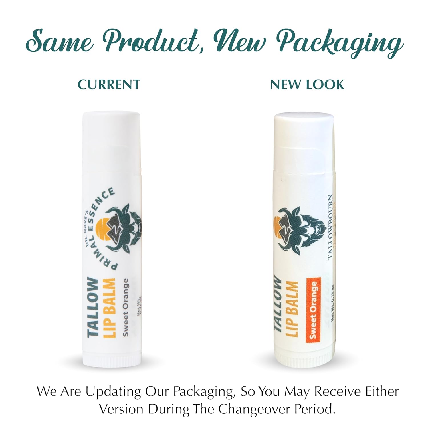 Moisturizing Tallow Lip Balm – Grass-Fed Beef Tallow with Organic Coconut Oil, Beeswax, and Vitamin E – Sweet Orange – Lip Balm Set – Travel Essential – 3-Pack