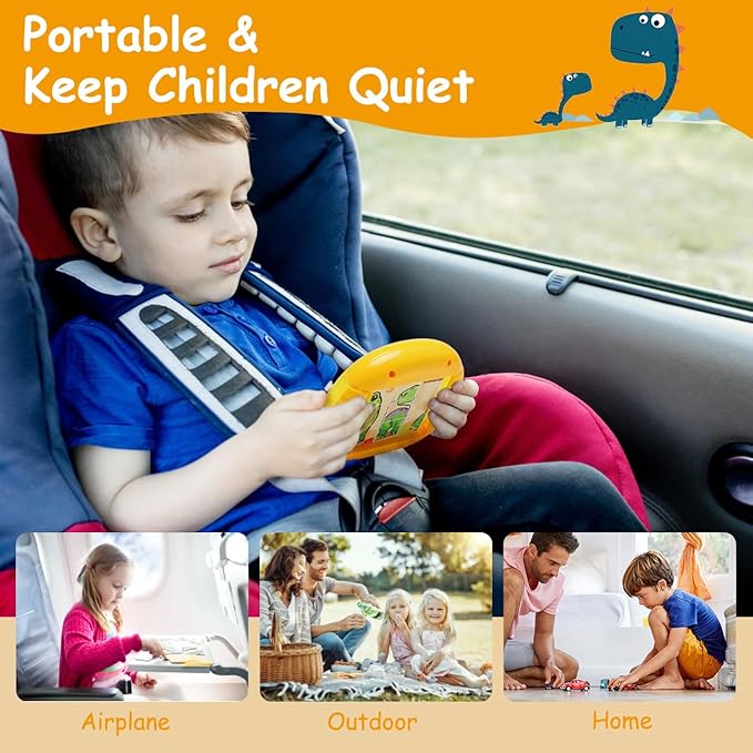 Rotating Puzzle for Kids 3 4 5 6 7 8 Year Old, 4 Puzzles in 1, Toddlers Travel, Car, Airplane, Road Trip Activities, Fine Motor Skills, Fidget, Gift for Boys & Girls Ages 3+ (Dinosaur)