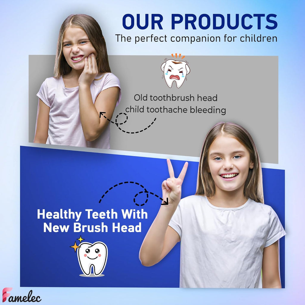 10Pcs Ultra Soft Bristle Compatible with Burst Kids Replacement Heads, 3+ Kids Toothbrush Heads Replacement for Burst Toothbrush Electric, Blue & Light Pink Electric Toothbrush Heads