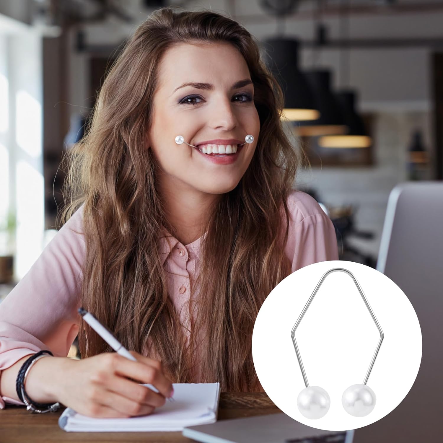 2PCS Natural Dimple Makers, White Facial Muscle Dimple Trainer Exerciser Lift Tools for Beautiful Smile