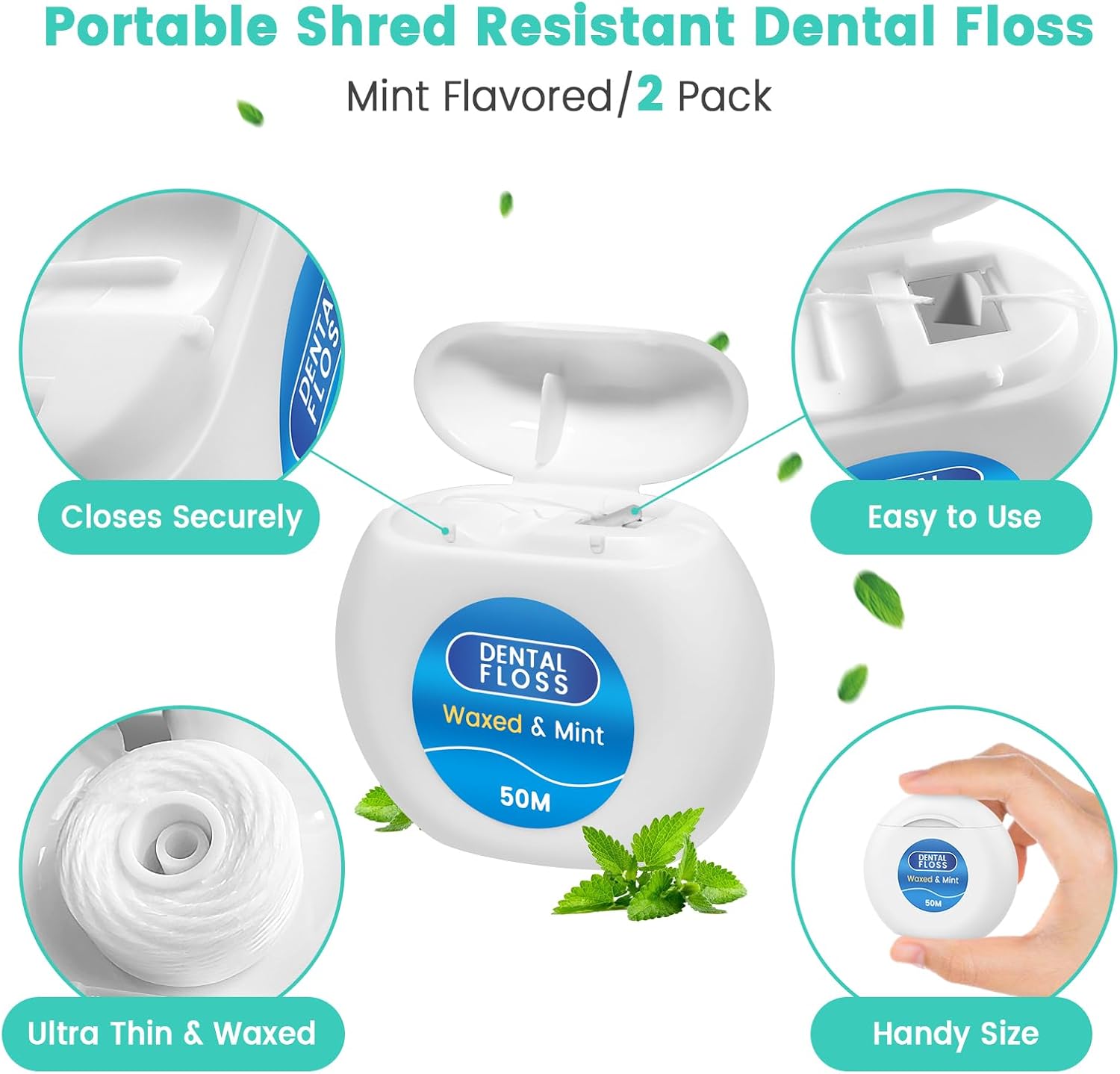 Floss Threaders 400 Count/4 Pack, with 2 Pack of 50M Mint-Flavored Waxed Dental Floss, for Braces, Bridges, Implants, Permanent Retainer