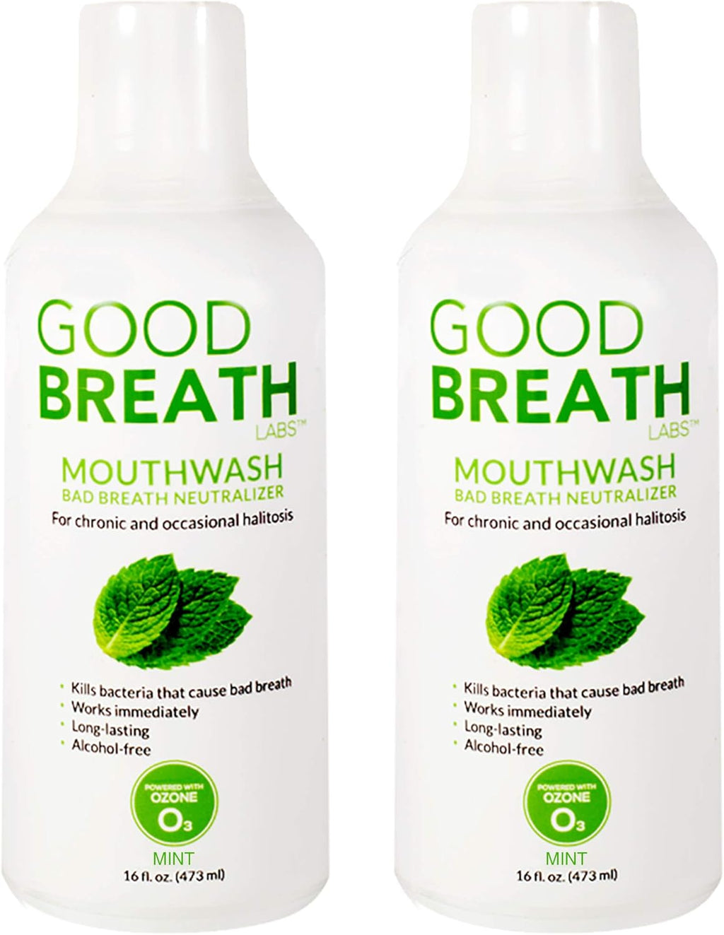 Goodbreath Mouthwash - Mint Mouth Rinse for Chronic Halitosis - New Ozone Technology Oral Rinse - Halitosis Treatment & Bad Breath Neutralizer - Mouthwash for Gum Diseases - Alcohol-Free | 2 Pack