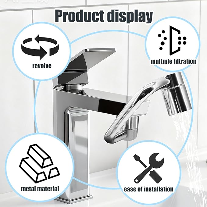 2pcs U Shape Faucet Extender, 1440° Rotatable Faucet Aerator Suitable for Kitchen and Bathroom Sinks