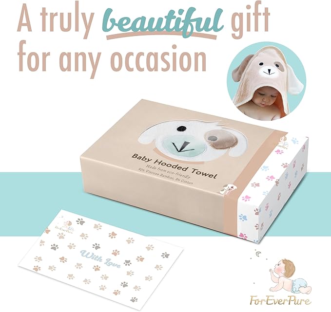 Baby Towels with Hood - Soft, Absorbent Viscose Made of Bamboo, Extra Large 35 x 35 Inches, for Newborns, Infants, Boys and Girls, Brown