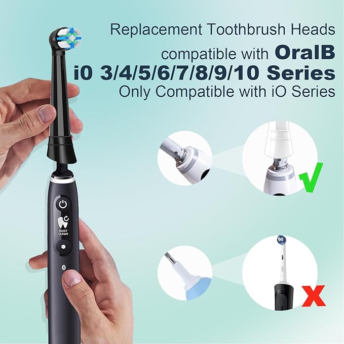 Replacement Toothbrush Heads Compatible with Oral B iO Series 2/3/4/5/6/7/8/9/10 Electric Toothbrush,Round Brush Heads for Gentle Gum Care & Deep Cleaning,6PACK