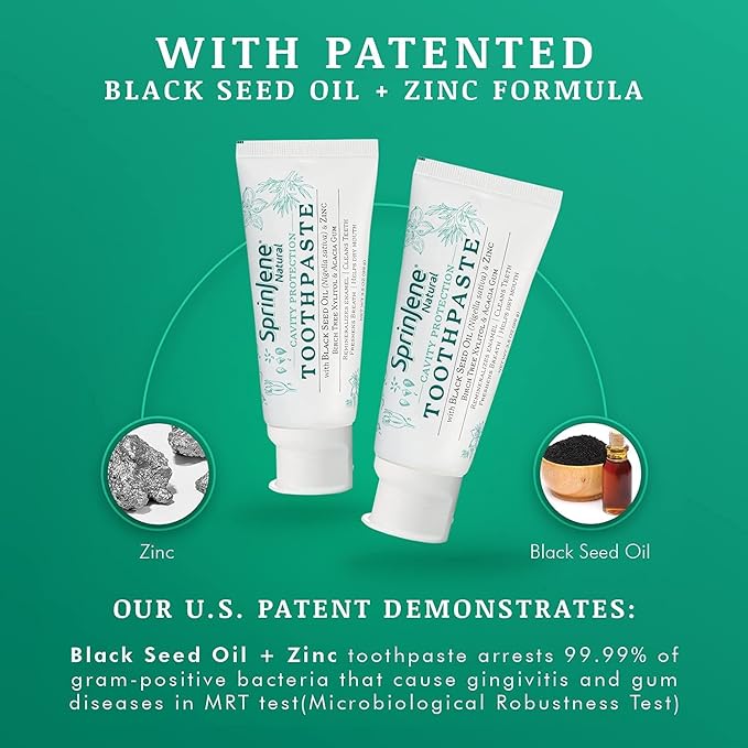 SprinJene Natural Fluoride Toothpaste for Healthy Teeth & Gums (2 Pack) + Electric Toothbrush with Wireless Charger & 2 Replacement Heads