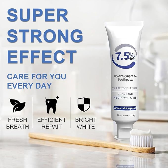 2 Pack Fluoride Free Nano Hydroxyapatite Toothpastes for Teeth Whitening, Remineralizing, Deep Cleansing, Enamel-Safe, Anti-Plaque, Teeth Restoration, 4.23oz