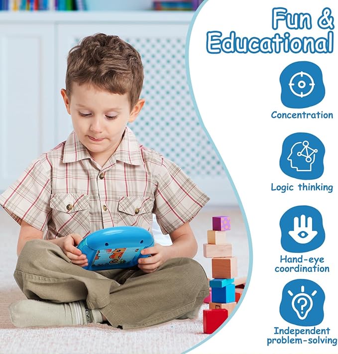 Rotating Puzzle for Kids 3 4 5 6 7 8 Year Old, 4 Puzzles in 1, Toddlers Travel, Car, Airplane, Road Trip Activities, Fine Motor Skills, Fidget, Gift for Boys & Girls Ages 3+(Sea World)