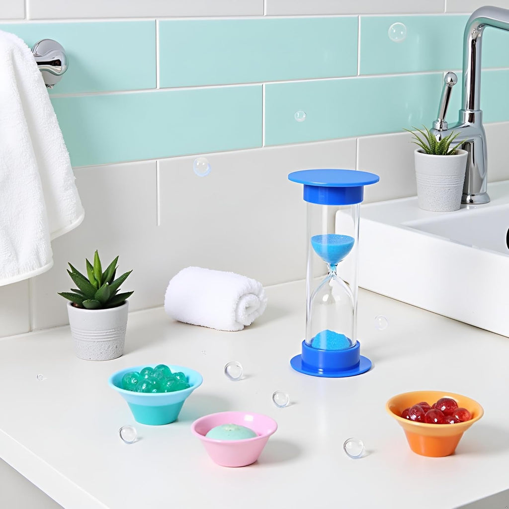 2Pcs Blue Sand Timer for Kids,Blue Toothbrush Timer for Kids 2mins Sand Clock Timer,Plastic Suction Cup Hourglass Sandglass Desktop Ornament Party Favors Thermometers and Timers