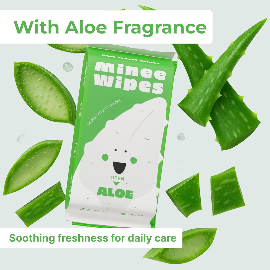 Impossibly Compact Travel Wipes - 99.5% Water - Safe for Sensitive Skin & Hypoallergenic, Resealable, Thick & Durable - For Adults, Kids & Baby Care - Aloe, 10 Pack Total 60 Wipes