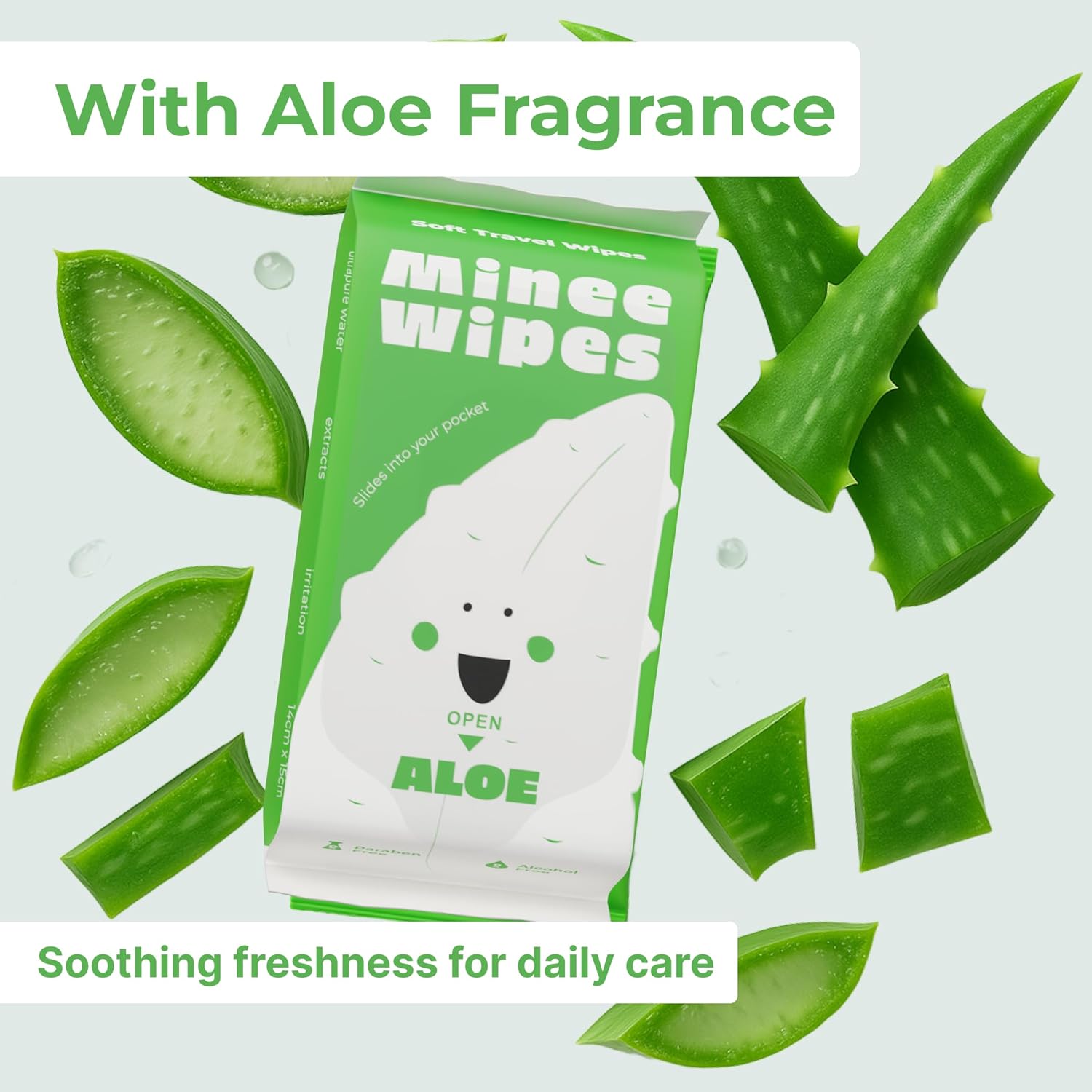 Impossibly Compact Travel Wipes - 99.5% Water - Safe for Sensitive Skin & Hypoallergenic, Resealable, Thick & Durable - For Adults, Kids & Baby Care - Aloe, 10 Pack Total 60 Wipes