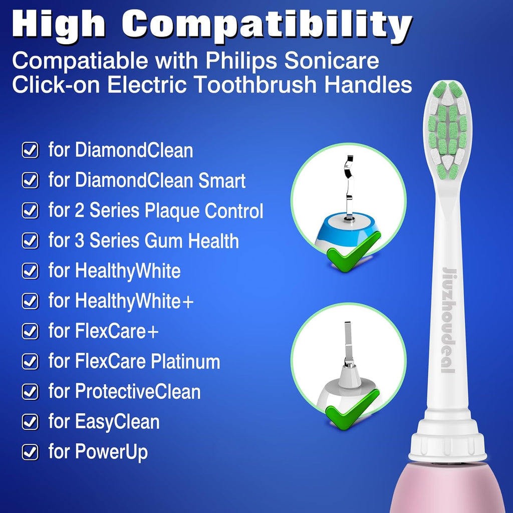 Replacement Heads for Philips Sonicare Toothbrush, Replacement Brush Heads Compatible with Phillips Sonicare Electric Toothbrush, 10-Pack, White