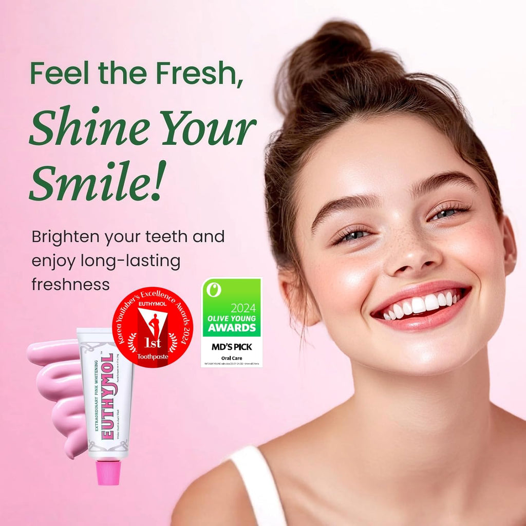 EUTHYMOL Whitening Toothpaste (3.7fl oz*5, Pack of 5) - Stain Removal in 2 Weeks, Long-Lasting Freshness for Sensitive Gum & Teeth. Bad Breath, Cavity Prevention. Recyclable Aluminum Tube