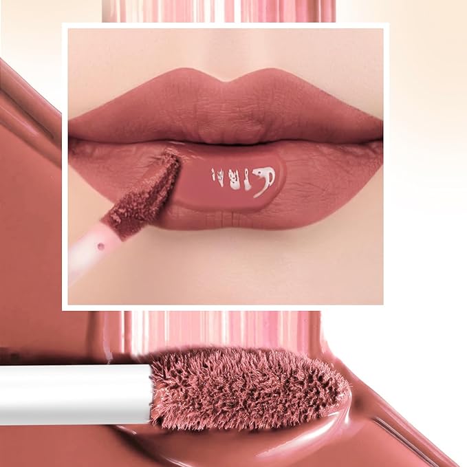 QiBest 12Pcs Velvet Matte Liquid Lipstick Makeup Sets for Women & Teens Gift, Waterproof Long Wear 24 Hours Nudes Burgundy Red Brown Lip Stain Kits, Non-Stick Cup Mate 24 Horas Lip Gloss Holiday Set