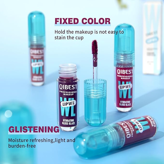 LIP VB Hydrating Gloss Stain – Lip Tint Gloss with 12HR Hydration Long-Lasting Moisture & Shine, Smooth Lip Stain with Glossy Finish, Non-Sticky, Rich Color for All Skin Tones (07# Peachy Nude, 1)